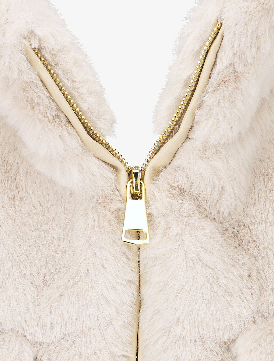 Veste sans manches en fausse fourrure - Beige - 3