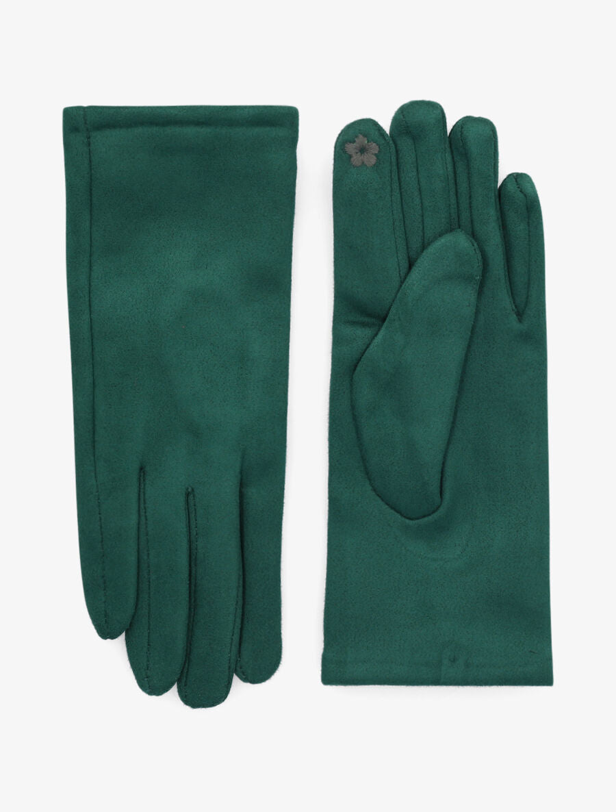 Gants unis en suédine - Vert sapin - 1