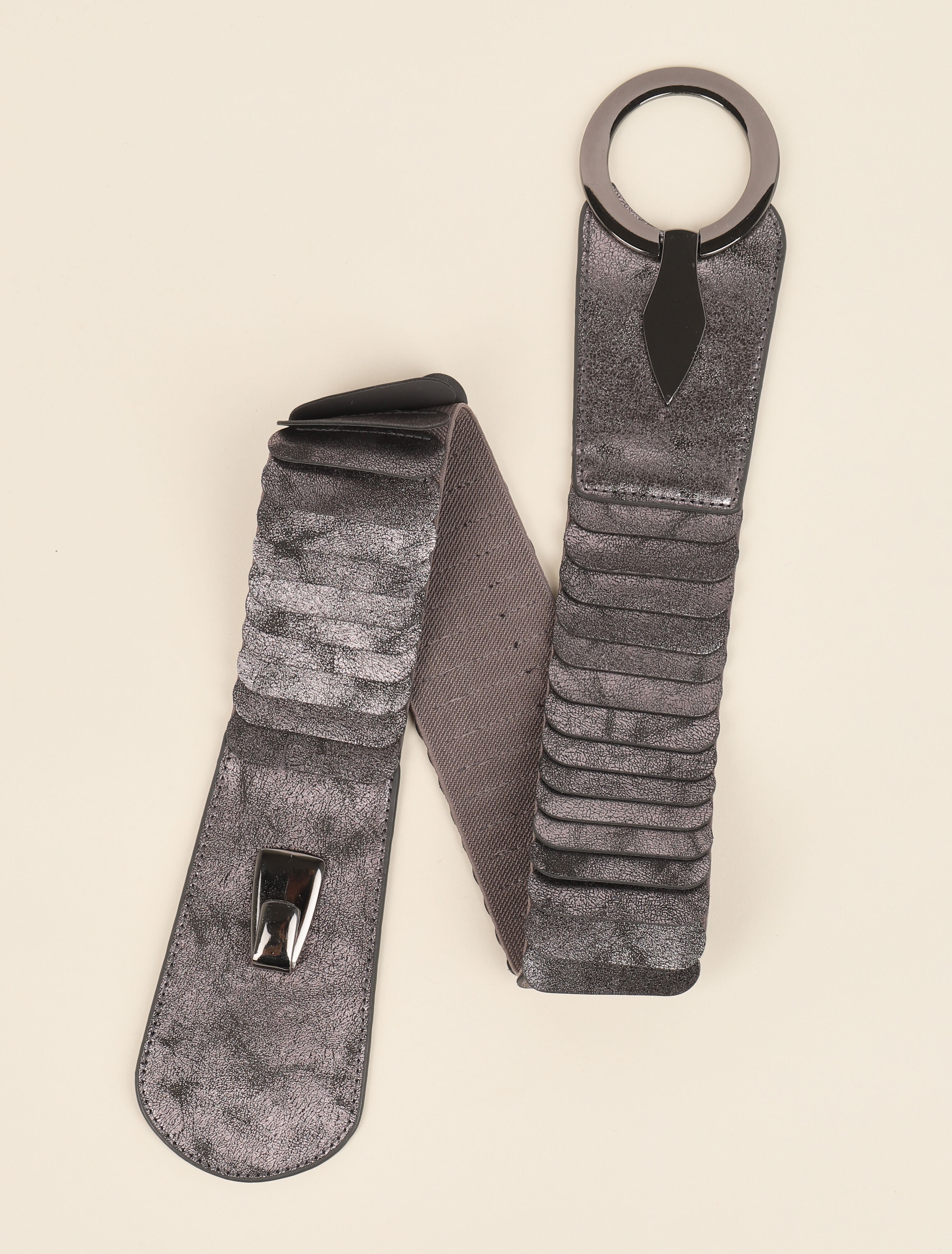 Ceinture à empiècements en simili lamés - Gris - 1