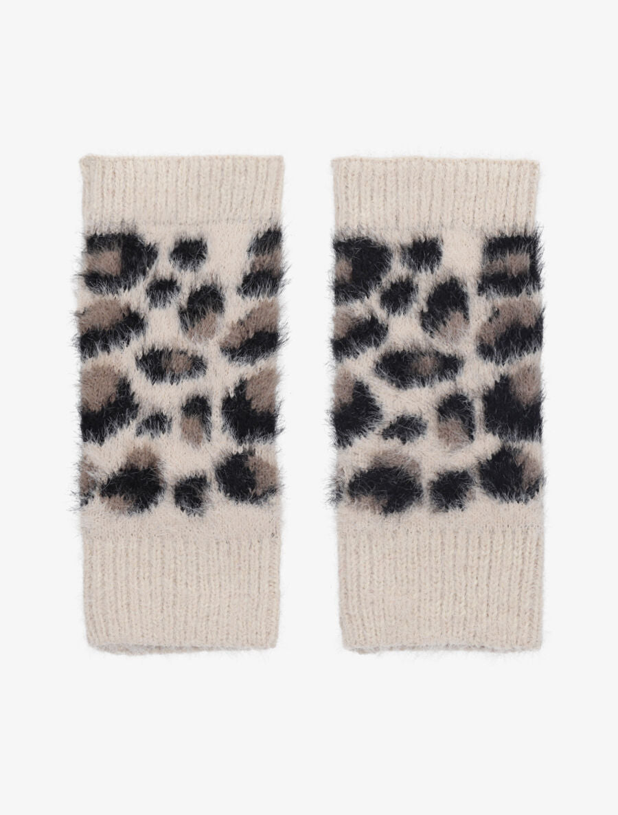 Mitaines à motif léopard - Beige - 1