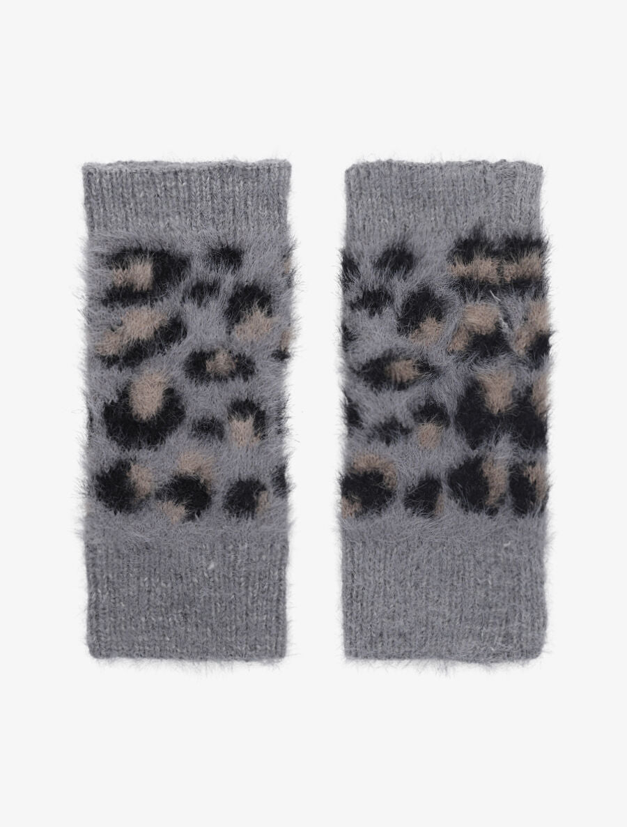 Mitaines à motif léopard - Gris - 1
