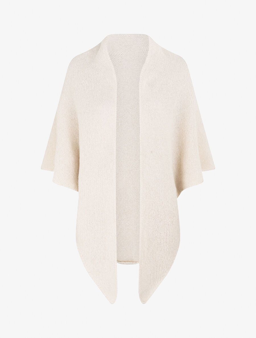 Châle triangulaire en maille - Beige - 1