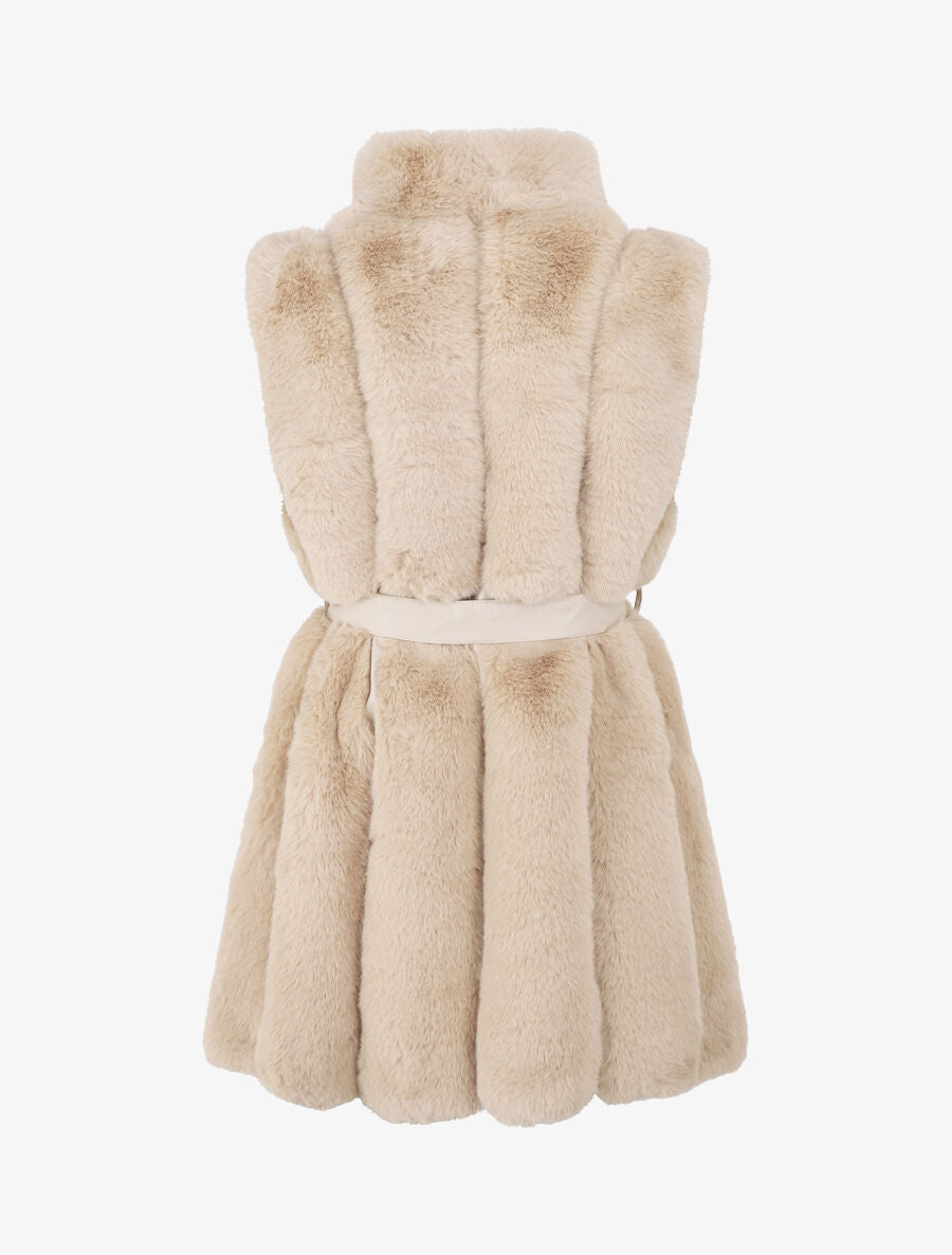 Veste longue ceinturée et zippée - Beige - 2