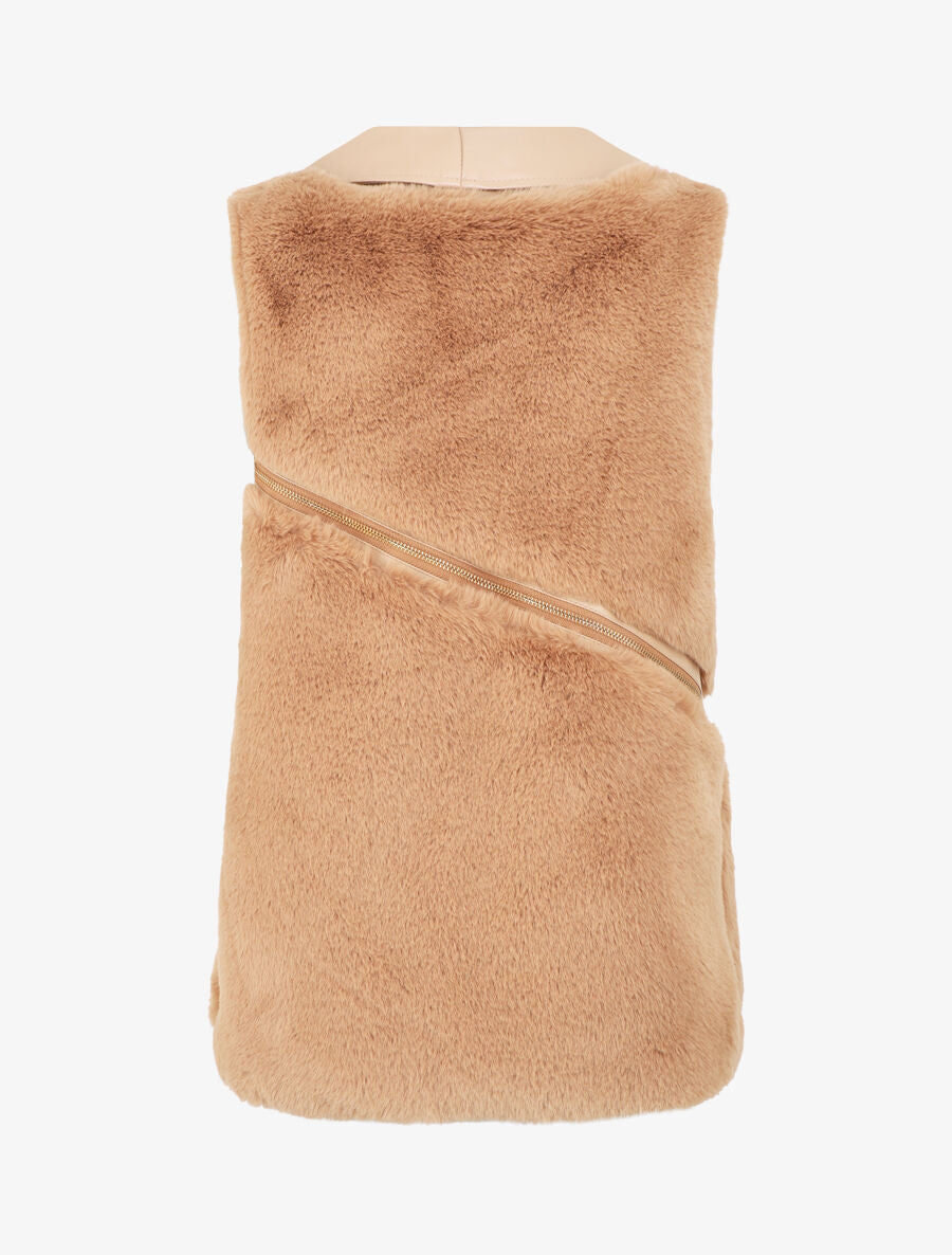 Veste sans manches à zips décoratifs - Camel - 2