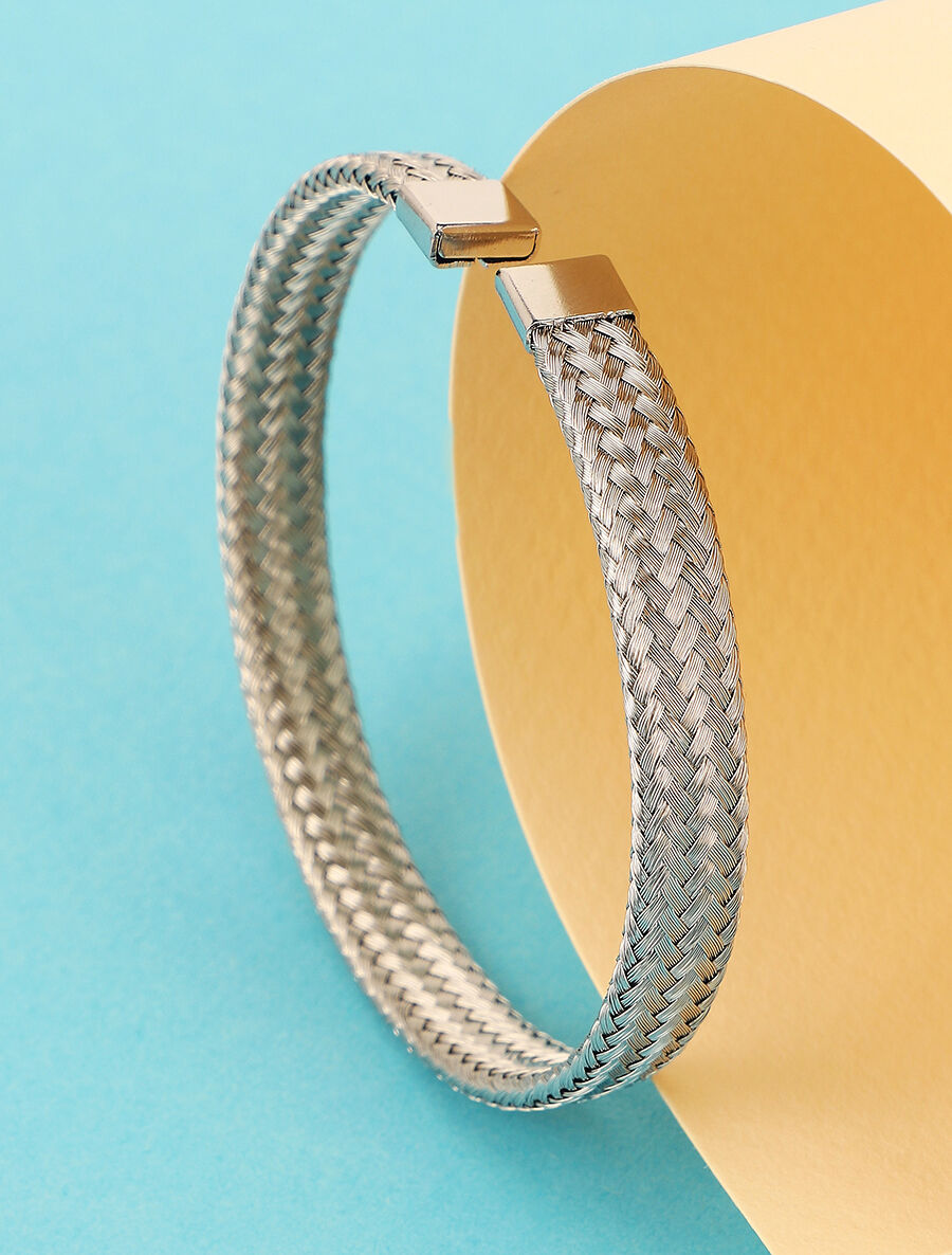 Jonc ouvert effet tissé - Argent - 1