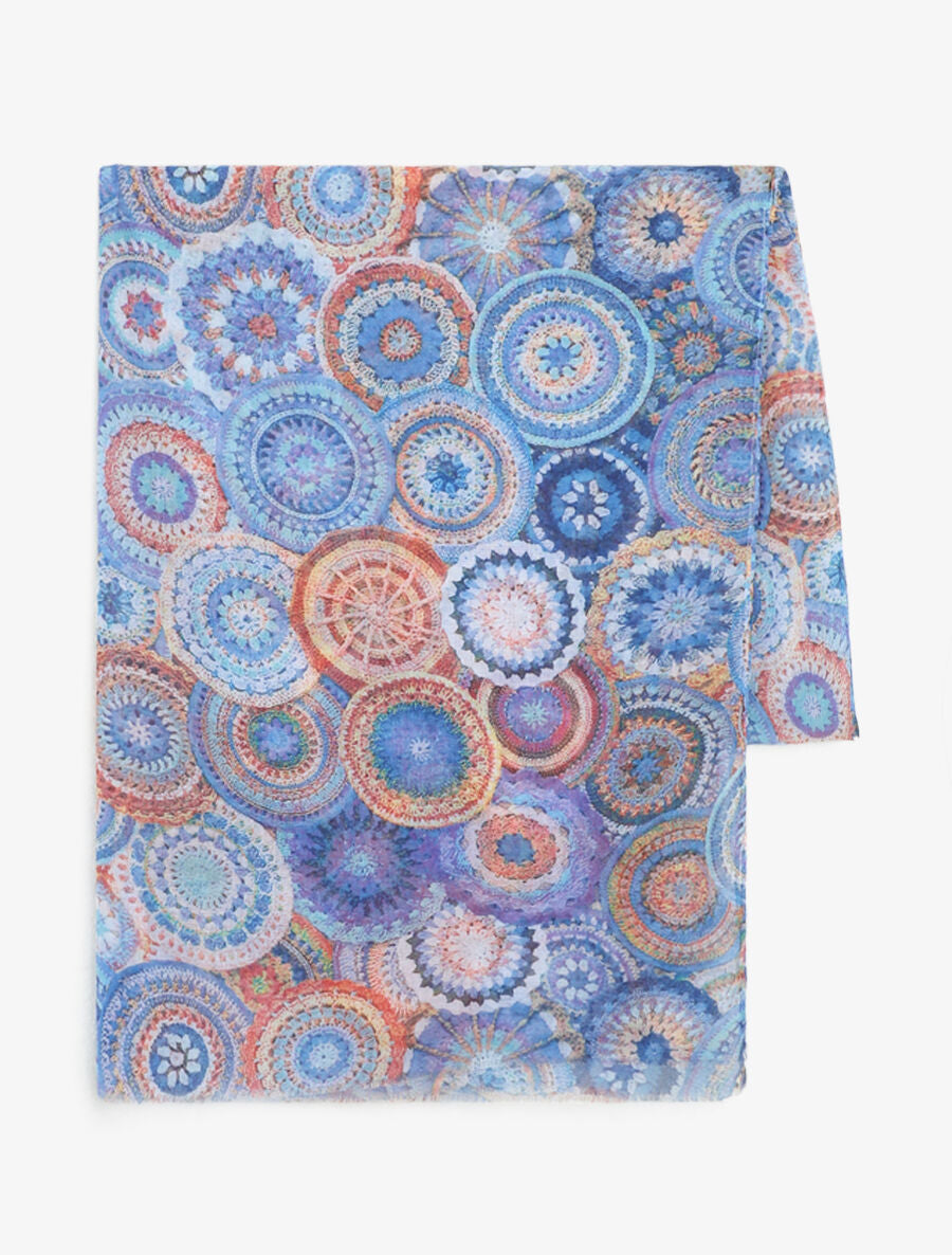 Foulard imprimé rosaces - Bleu - 2