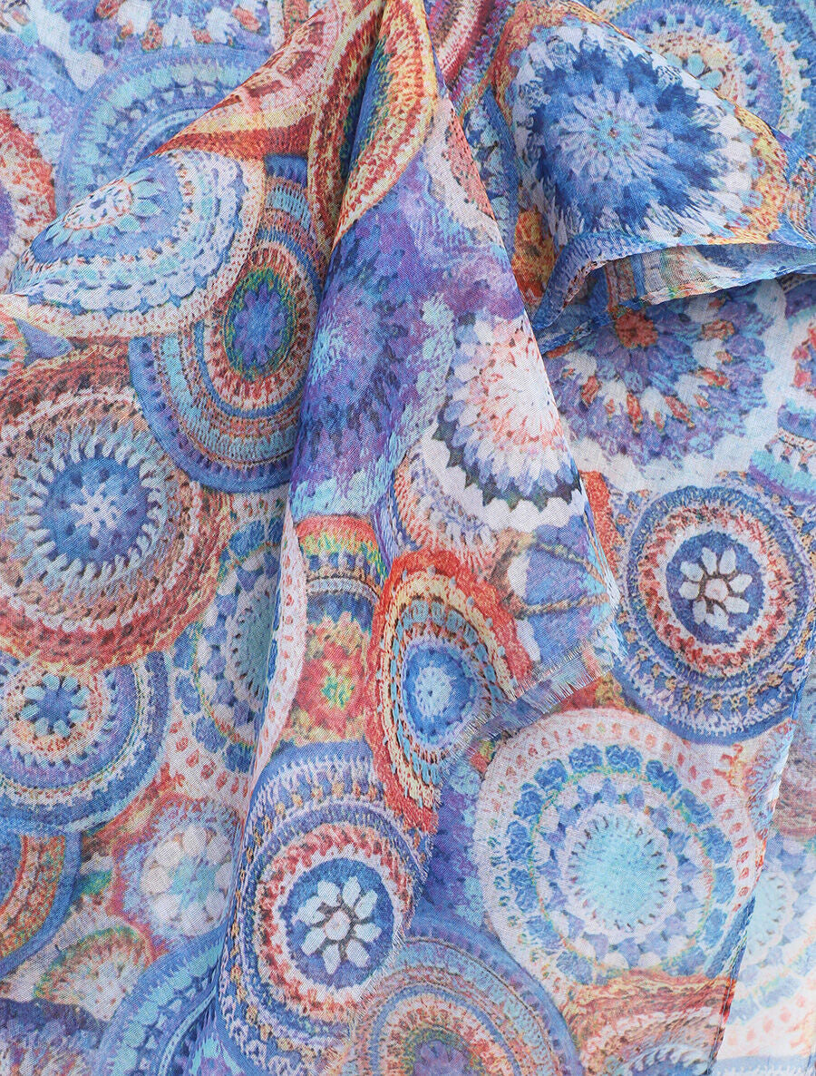 Foulard imprimé rosaces - Bleu - 3