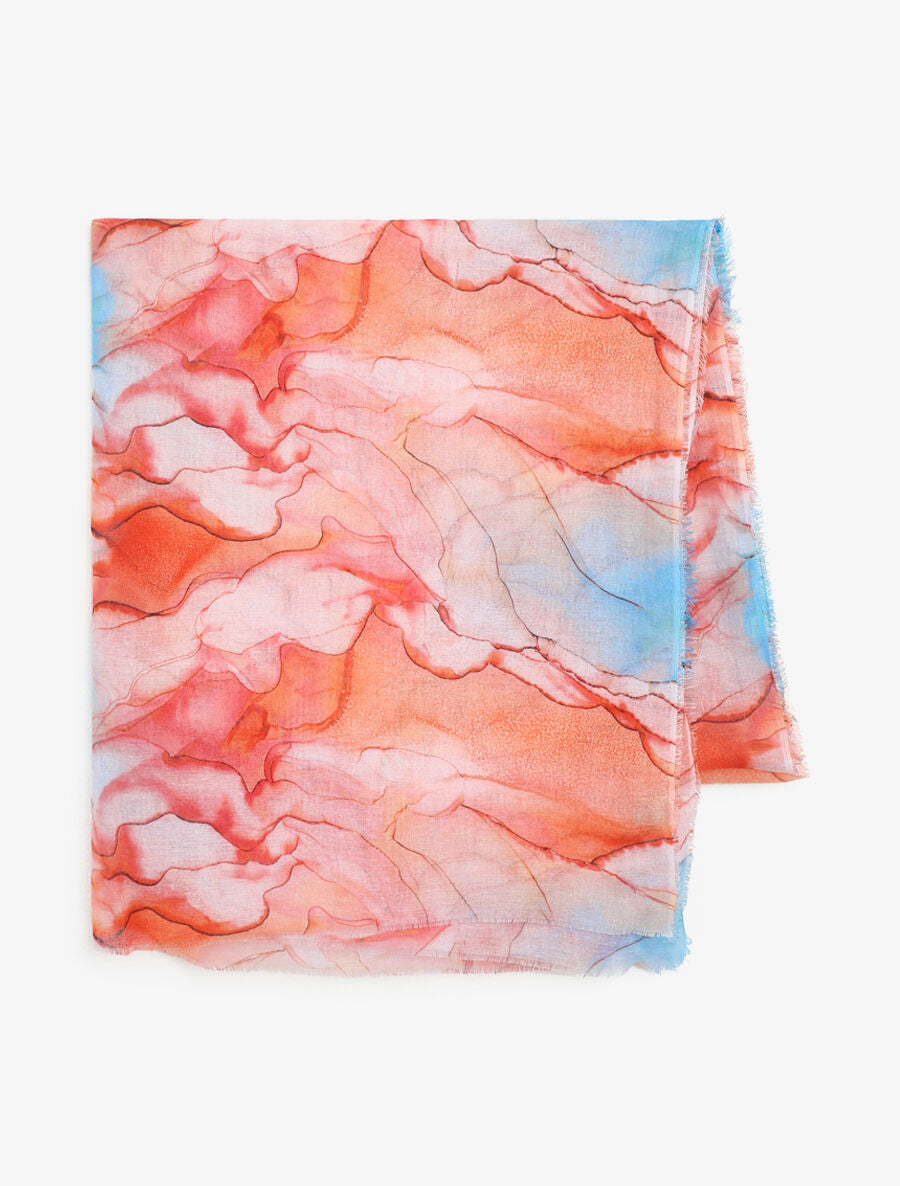 Foulard imprimé marbre - Orange - 2