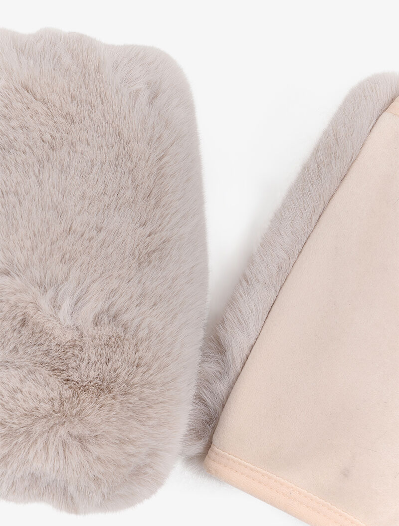Mitaines en fausse fourrure - Beige - 2