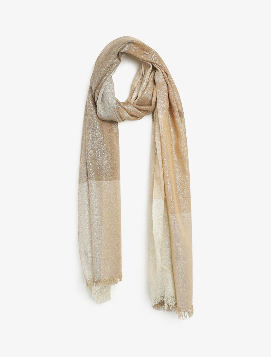 Foulard irisé à grands carreaux - Beige - 1