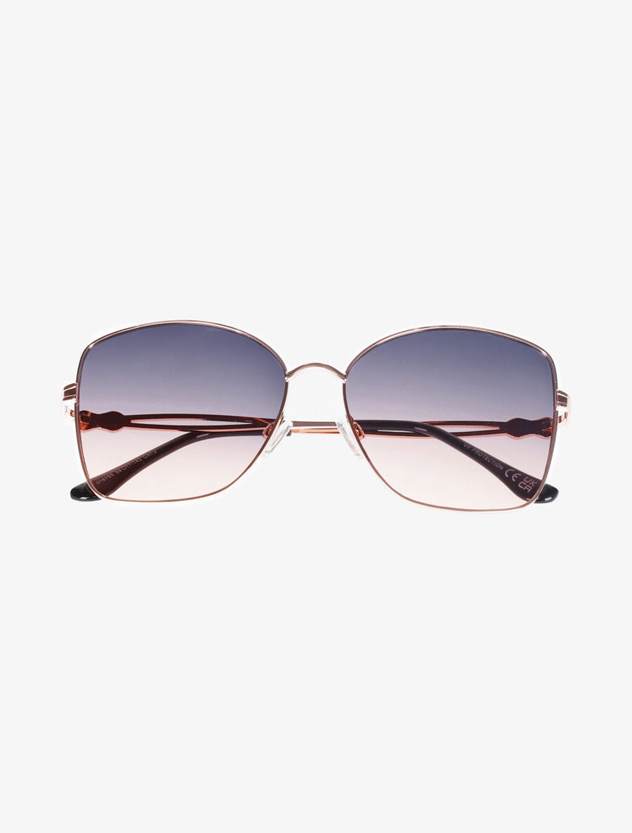 Lunettes de soleil à branches métalliques - Bleu/rose gold - 2