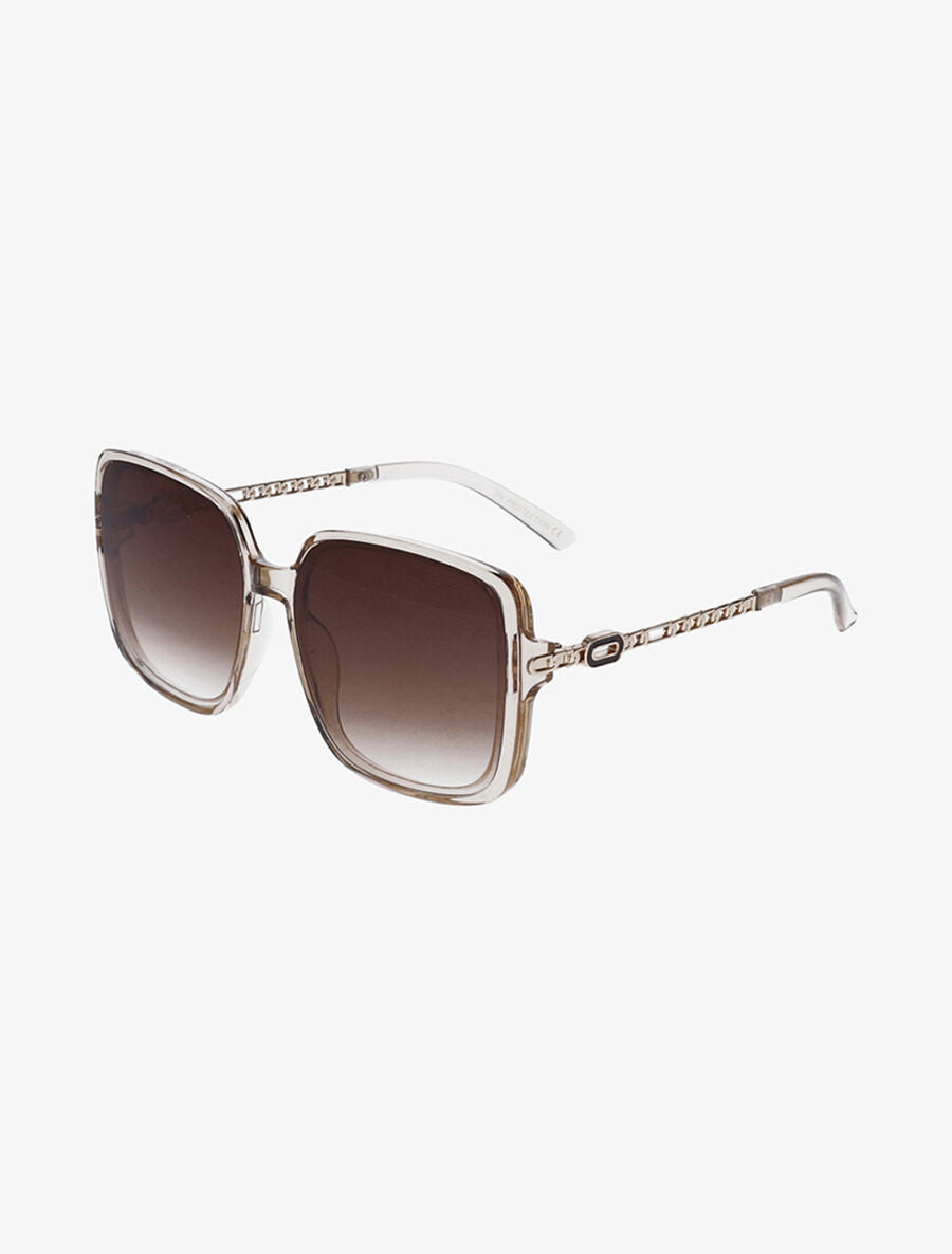 Lunettes de soleil oversize branches fantaisies - Beige - 3