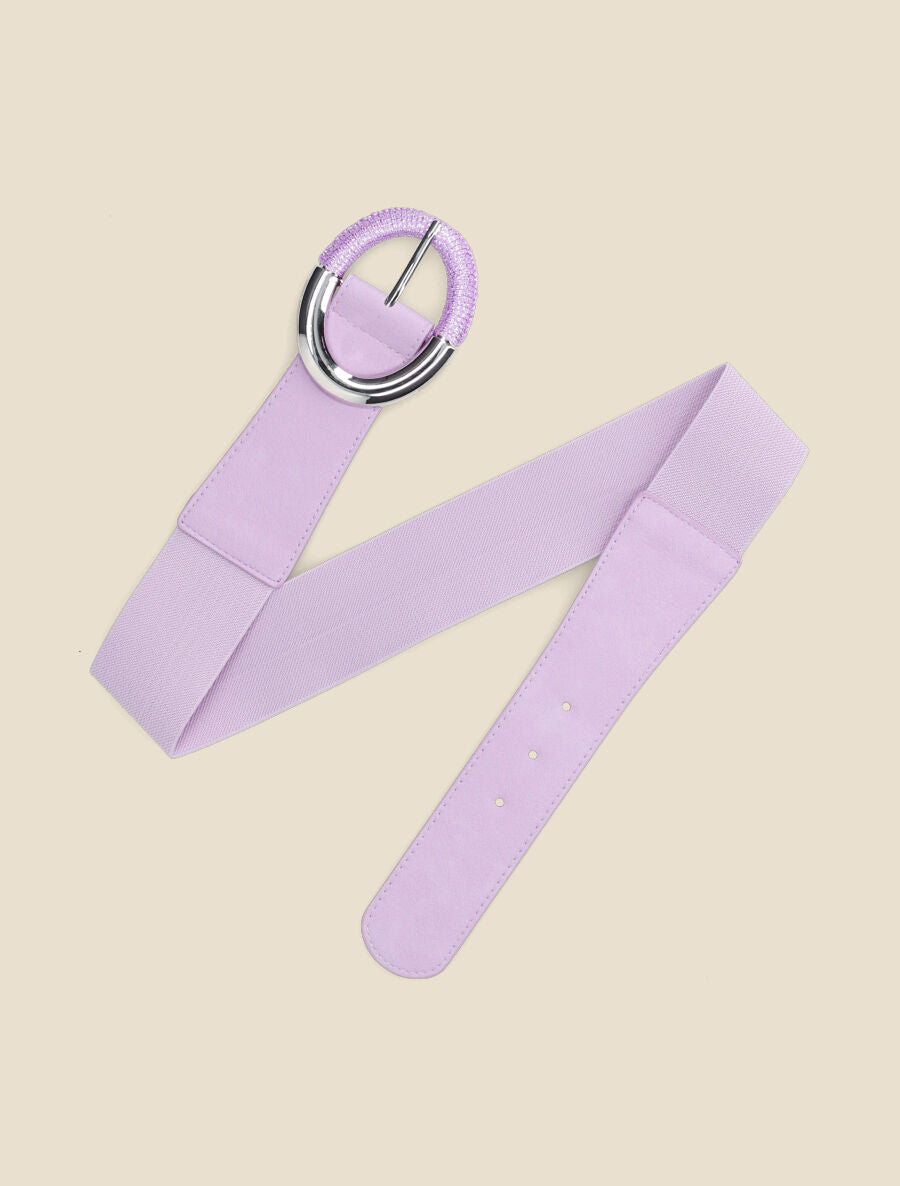 Ceinture élastiquée unie à boucle irisée - Lilas - 1