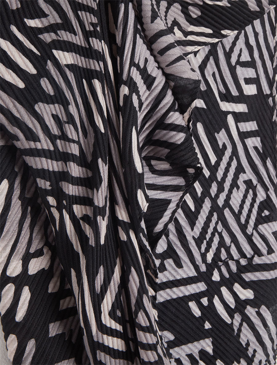 Foulard imprimé graphique bicolore - Noir - 3