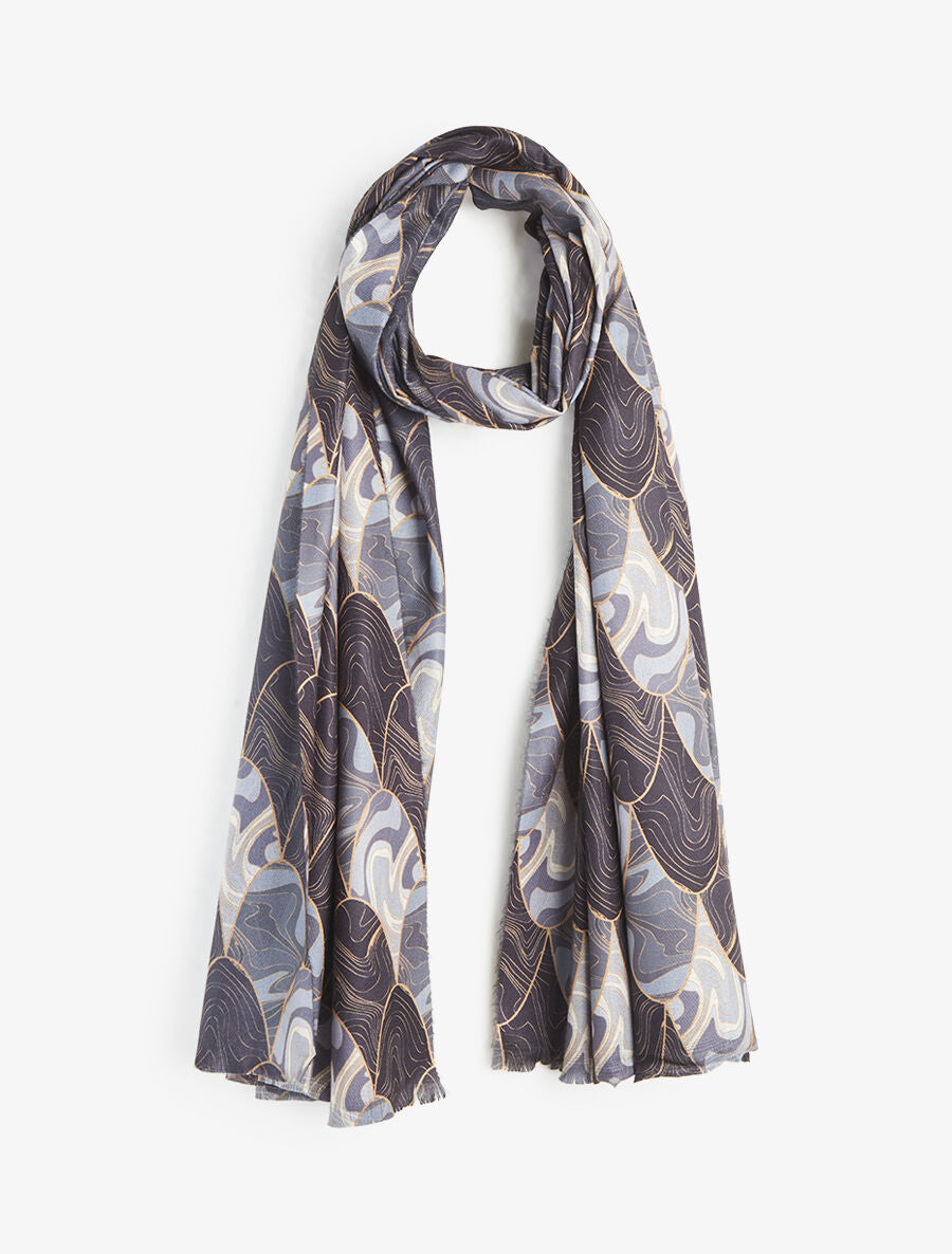 Foulard à imprimé vagues - Noir - 1
