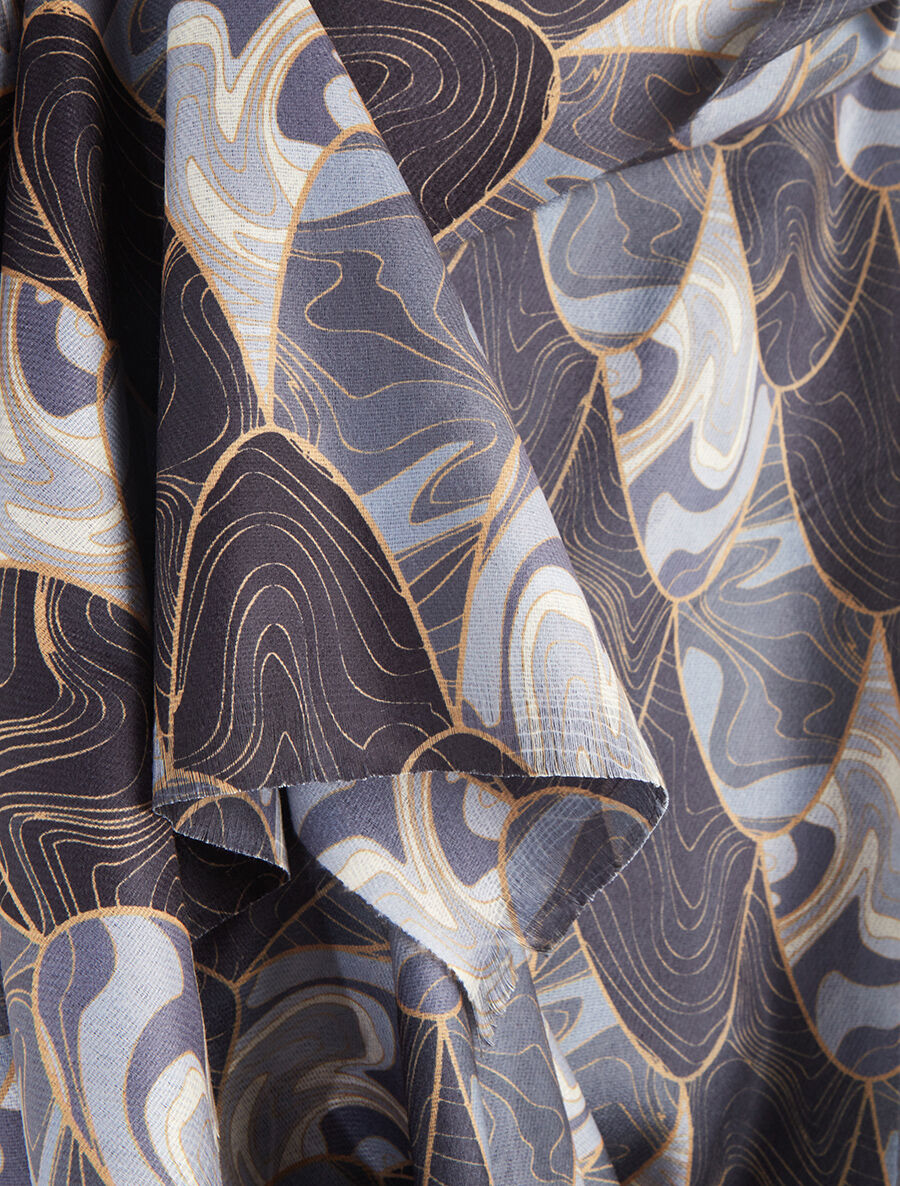 Foulard à imprimé vagues - Noir - 3