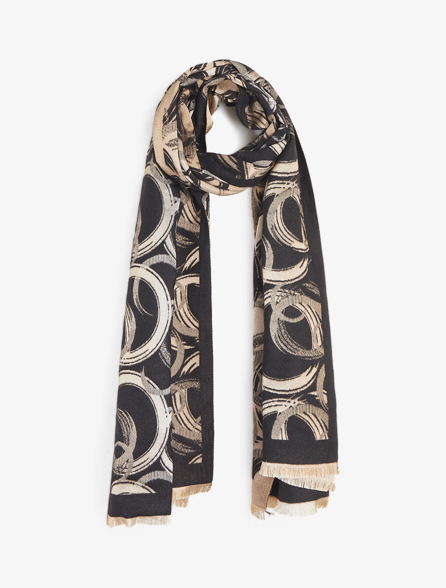Echarpe imprimé cercles abstrait - Noir - 4