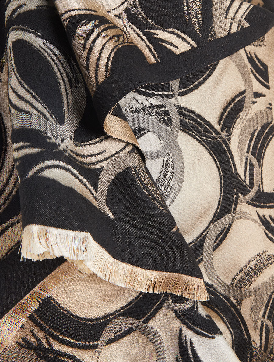 Echarpe imprimé cercles abstrait - Noir - 3