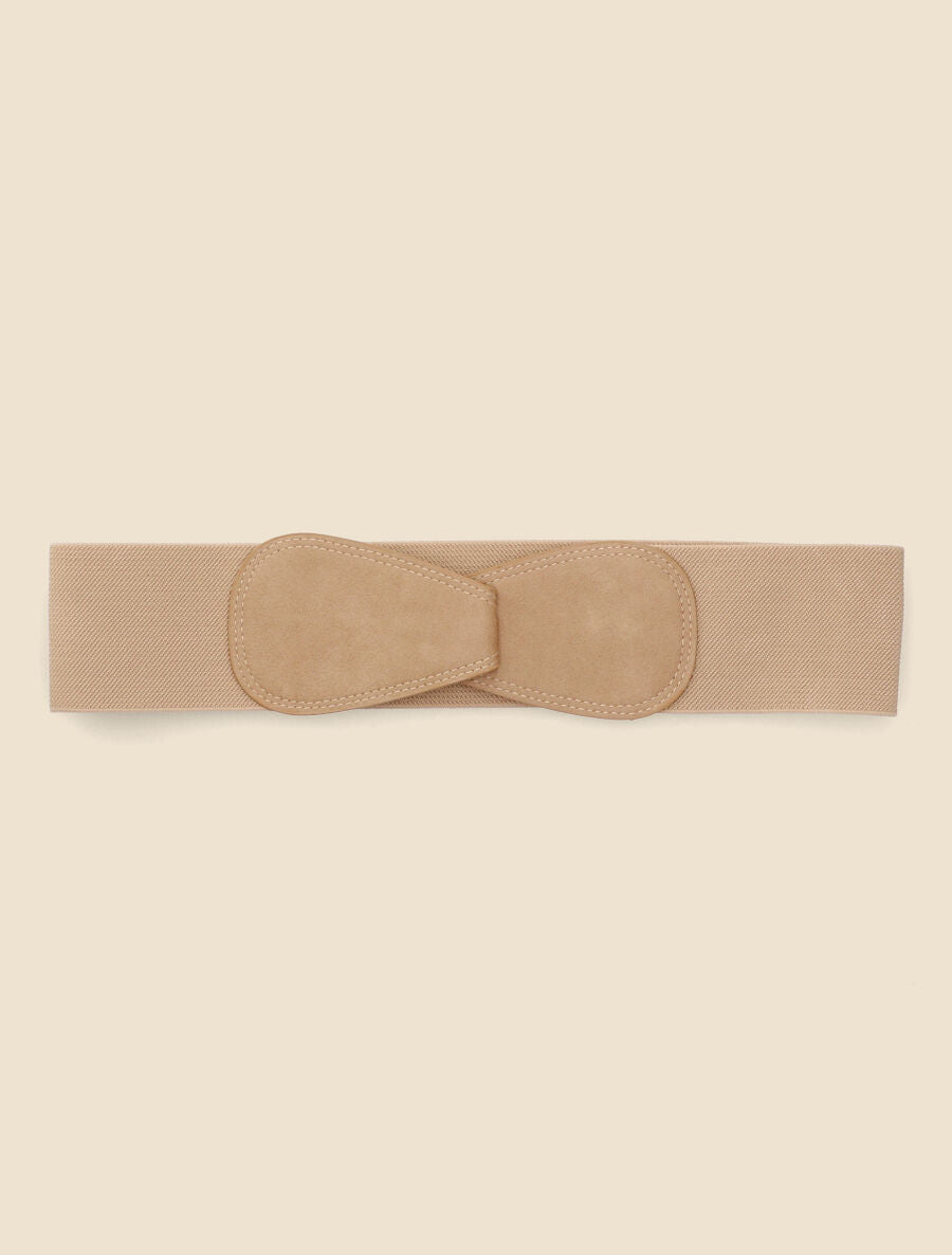 Ceinture en simili et tissu - Taupe - 2