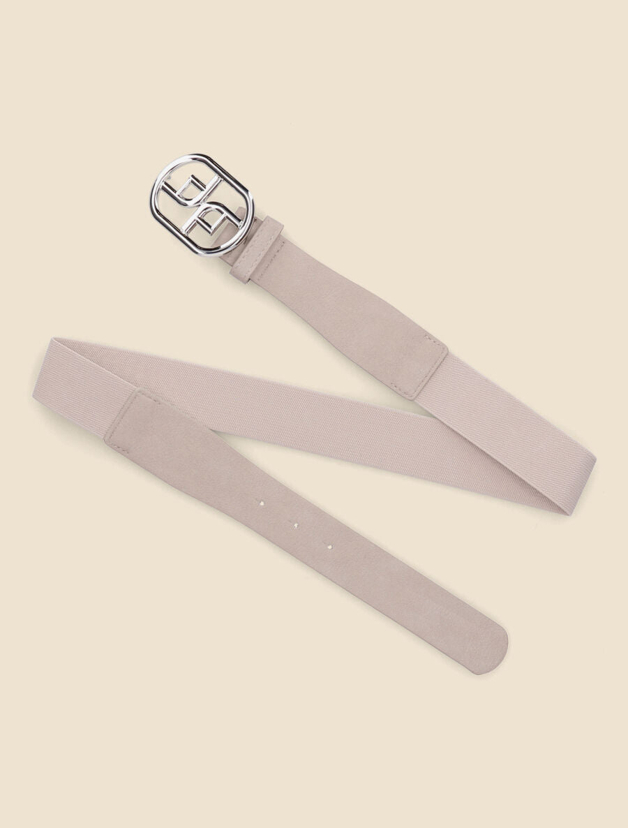 Ceinture élastiquée à boucle fantaisie - Beige - 3