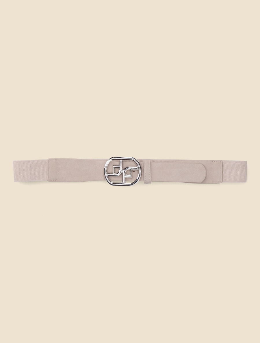 Ceinture élastiquée à boucle fantaisie - Beige - 2