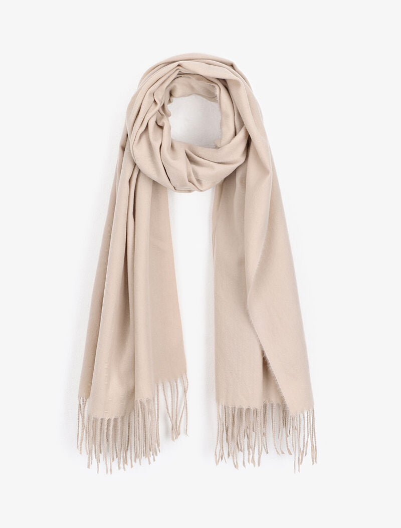 Echarpe douce à bords frangés - Beige - 1