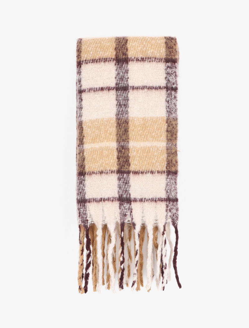 Echarpe duveteuse à motif tartan - Camel - 2