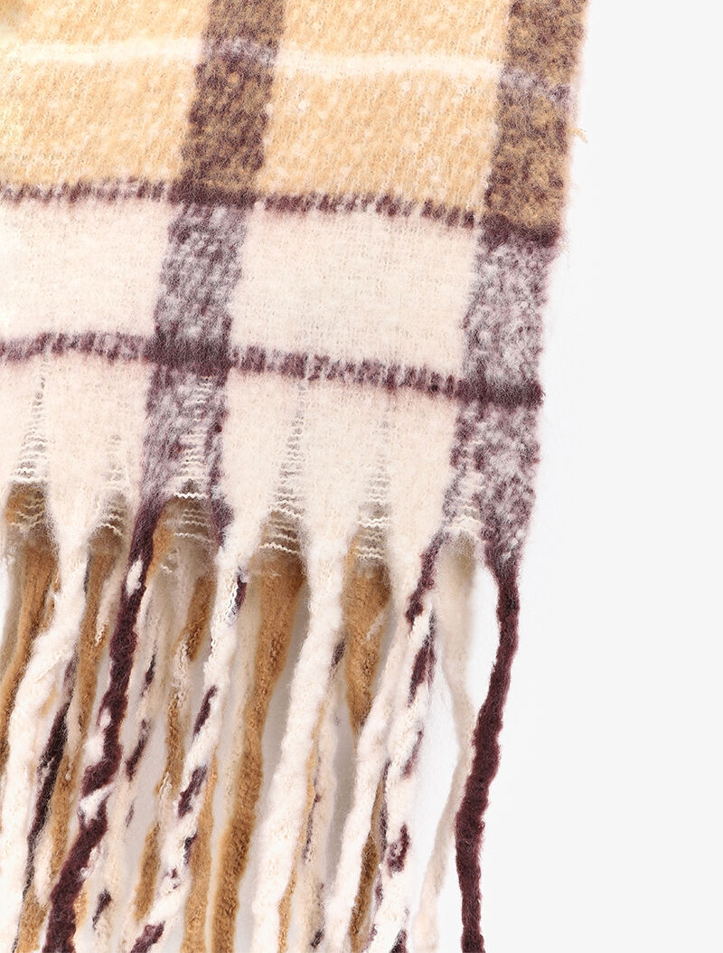 Echarpe duveteuse à motif tartan - Camel - 3