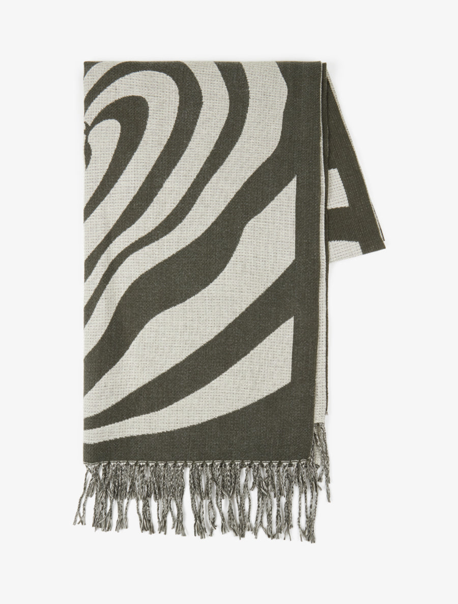 Echarpe à imprimé coeurs concentriques - Kaki - 2