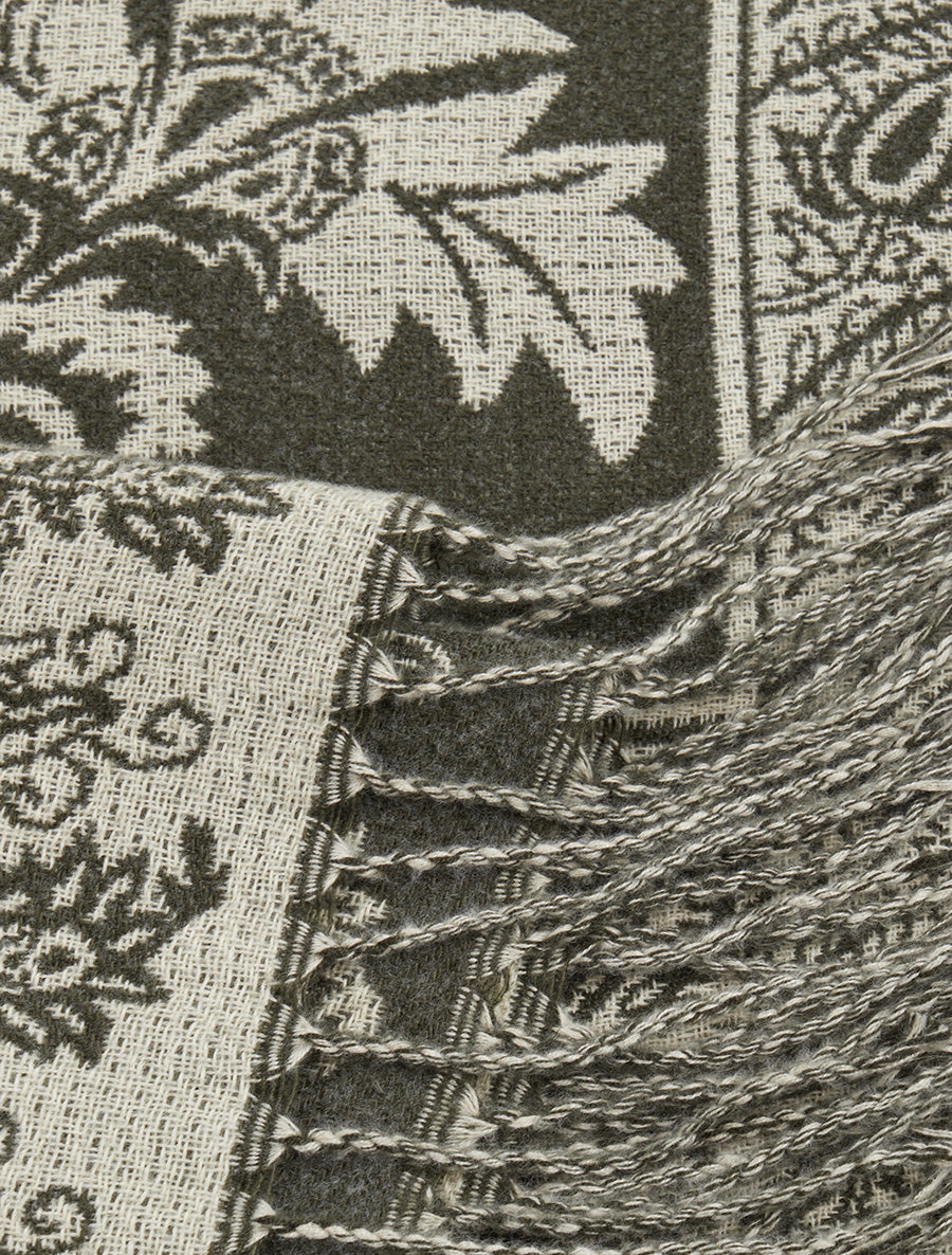 Echarpe imprimé cachemire à frange - Kaki - 3