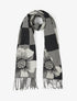 Echarpe à carreaux et fleurs - Noir - 1