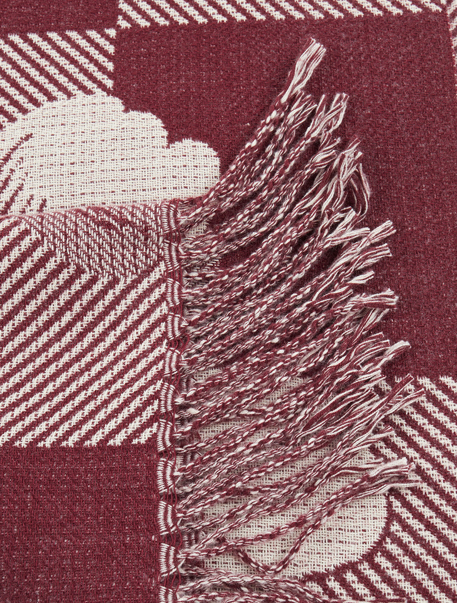 Echarpe à carreaux et fleurs - Prune - 3