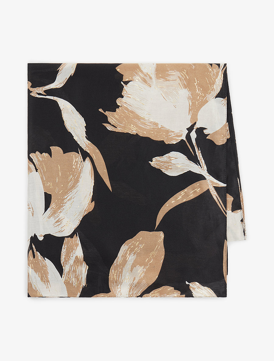 Foulard irisé à motif floral - Noir - 2