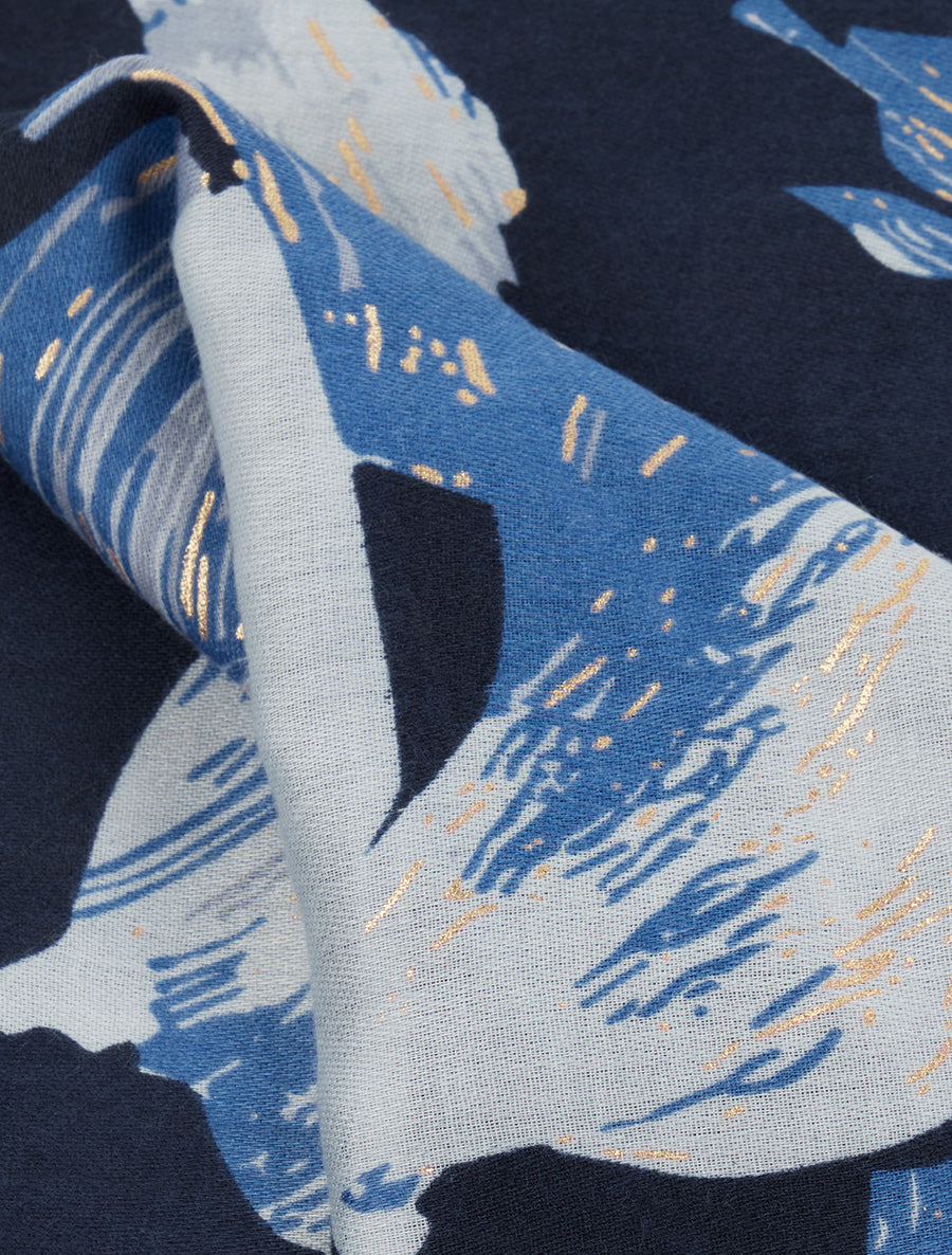 Foulard irisé à motif floral - Marine - 3