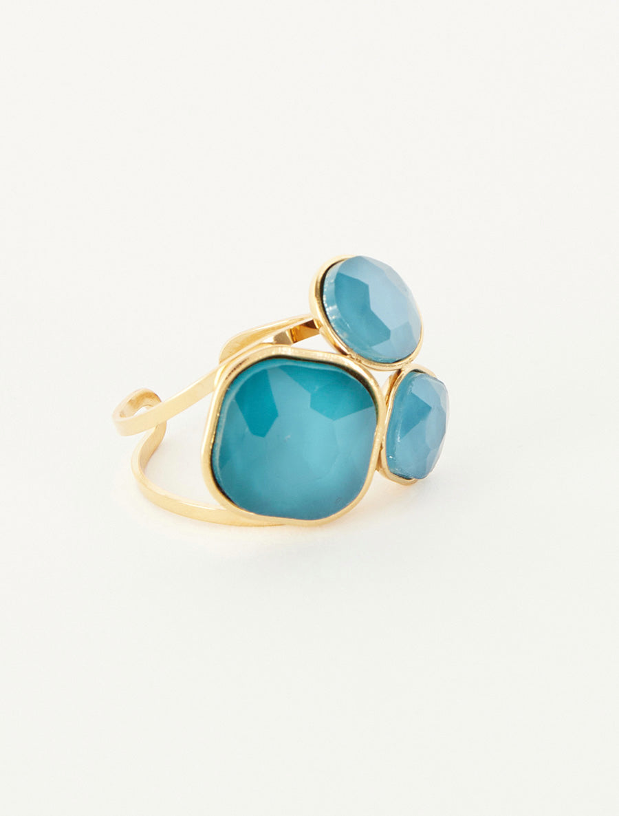Bague ornée de trois pierres - Turquoise - 2