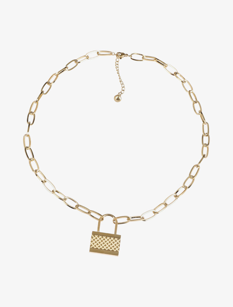 Collier en maille à détail cadenas - Or - 3