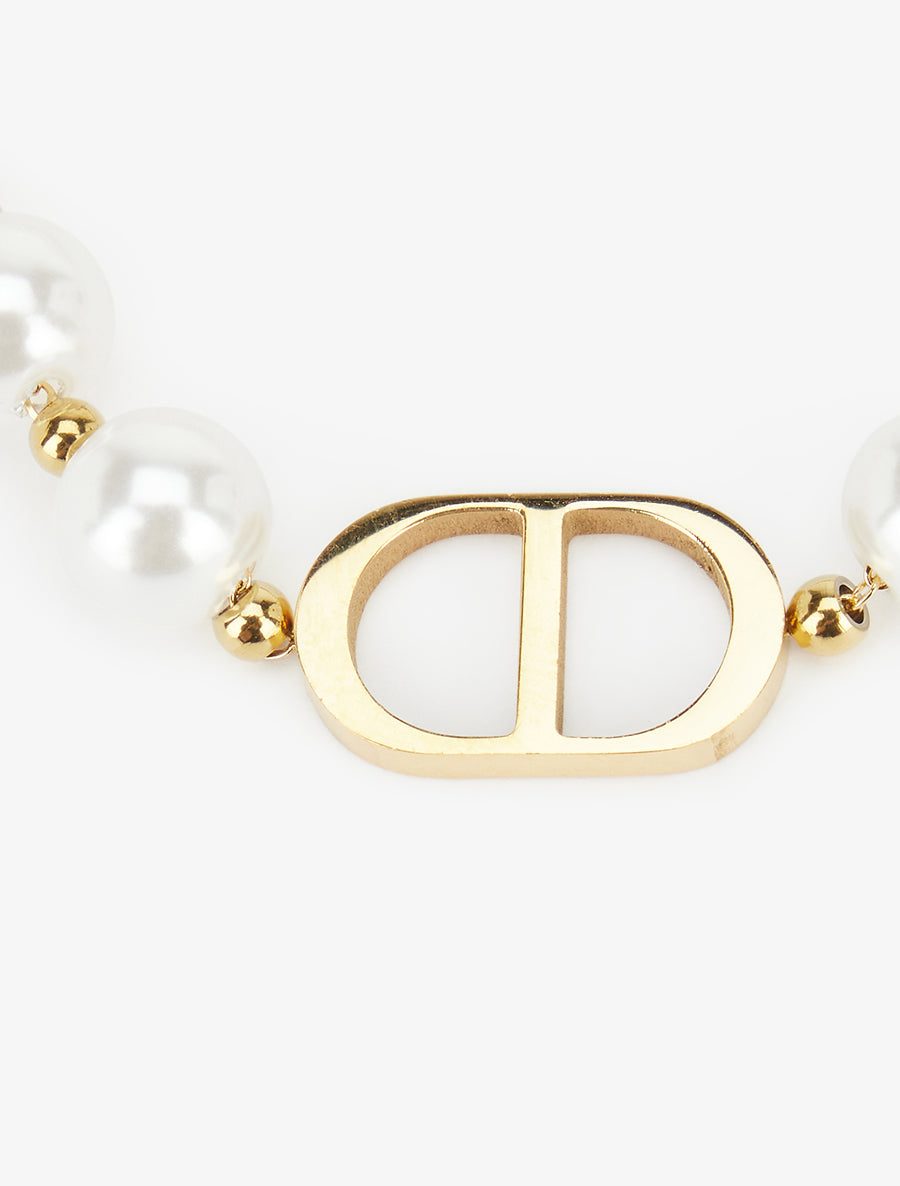 Bracelet en perle à charm ovale - Or/blanc - 3