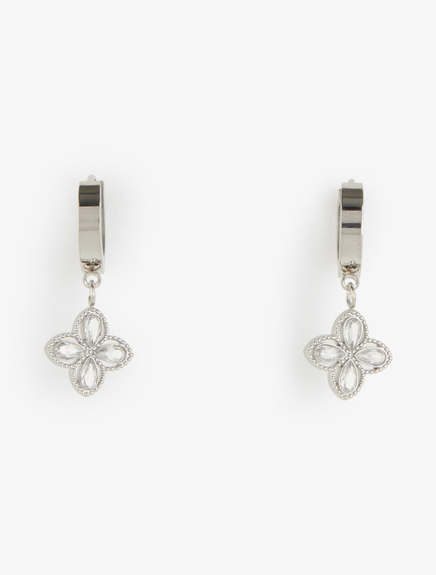 Mini-créoles à charm trèfle - Argent - 2