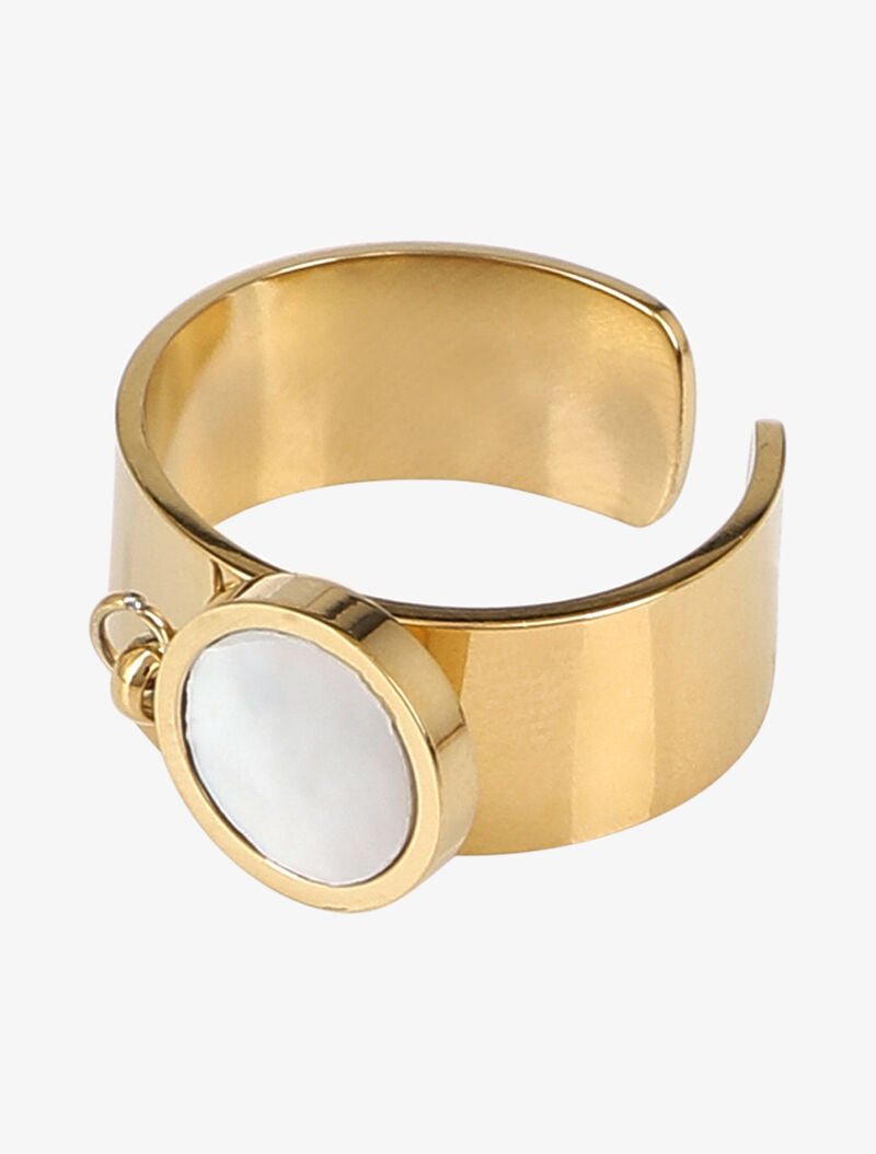 Bague ajustable à rond nacré - Or - 2