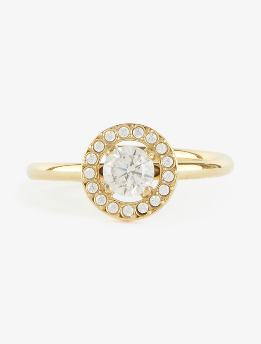 Bague style solitaire rond en zircon - Or - 3