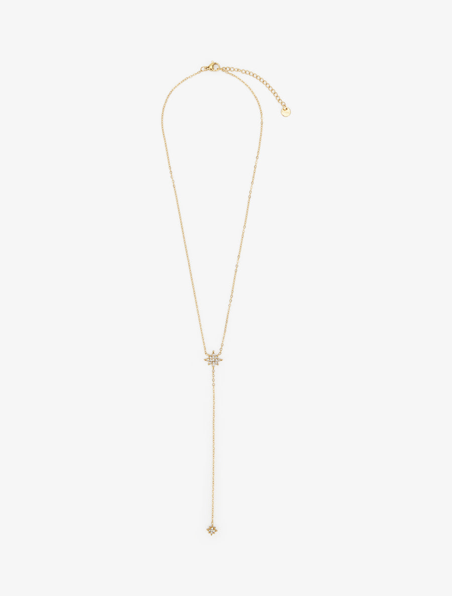 Collier fin en Y à étoiles strassées - Or - 2