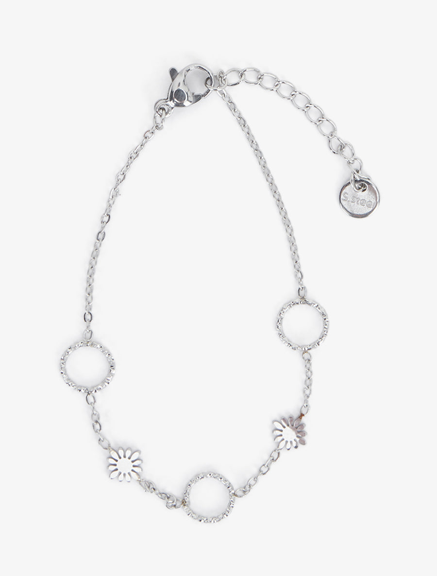 Bracelet fleurs et cercles - Argent - 2