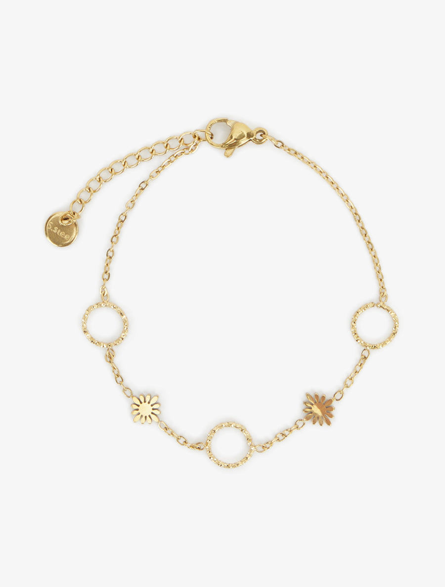 Bracelet fleurs et cercles - Or - 2