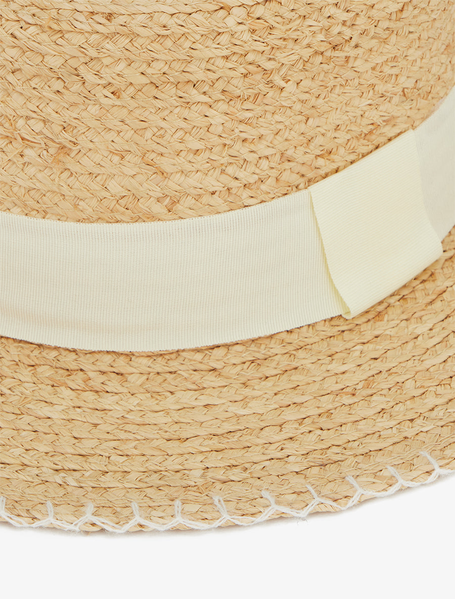 Chapeau en raphia style canotier - Écru - 2