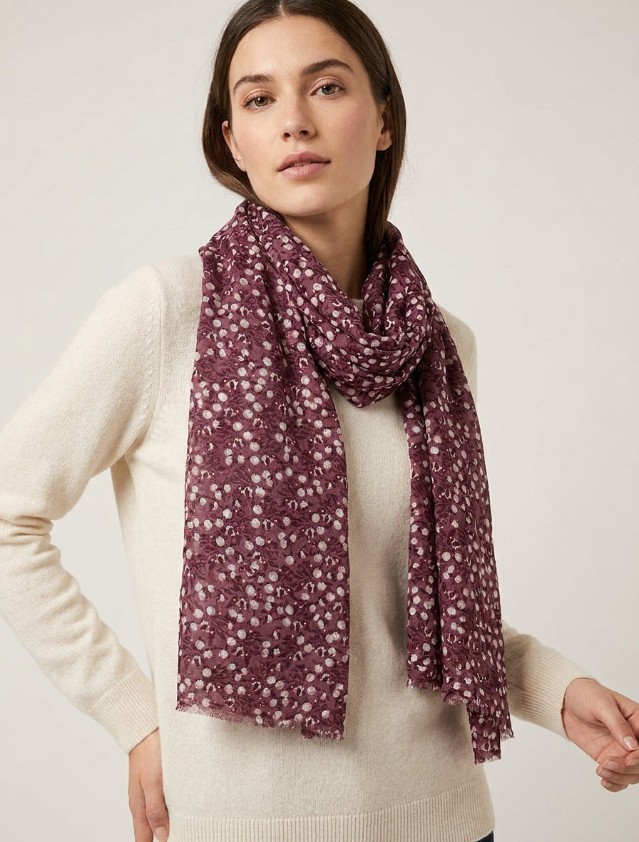 Pañuelo con estampado de bayas irisadas - Burdeos