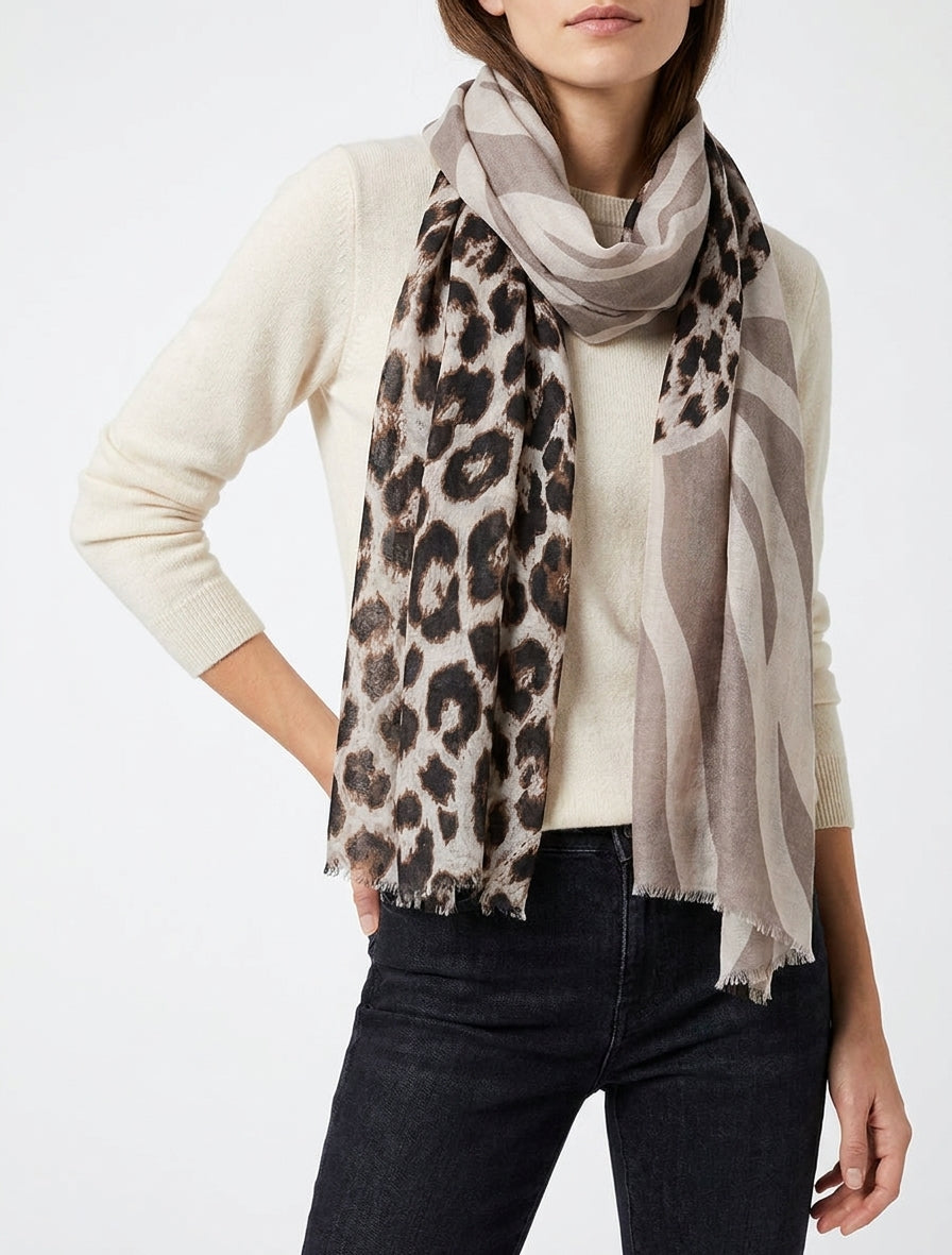 Pañuelo con estampado de animales - Topo