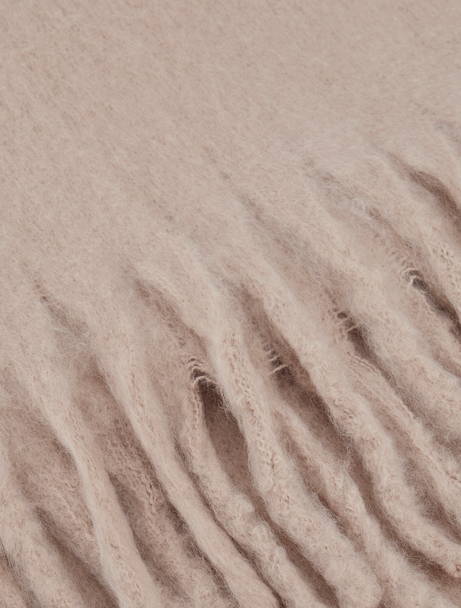 Echarpe laine duveteuse à franges - Taupe - 3