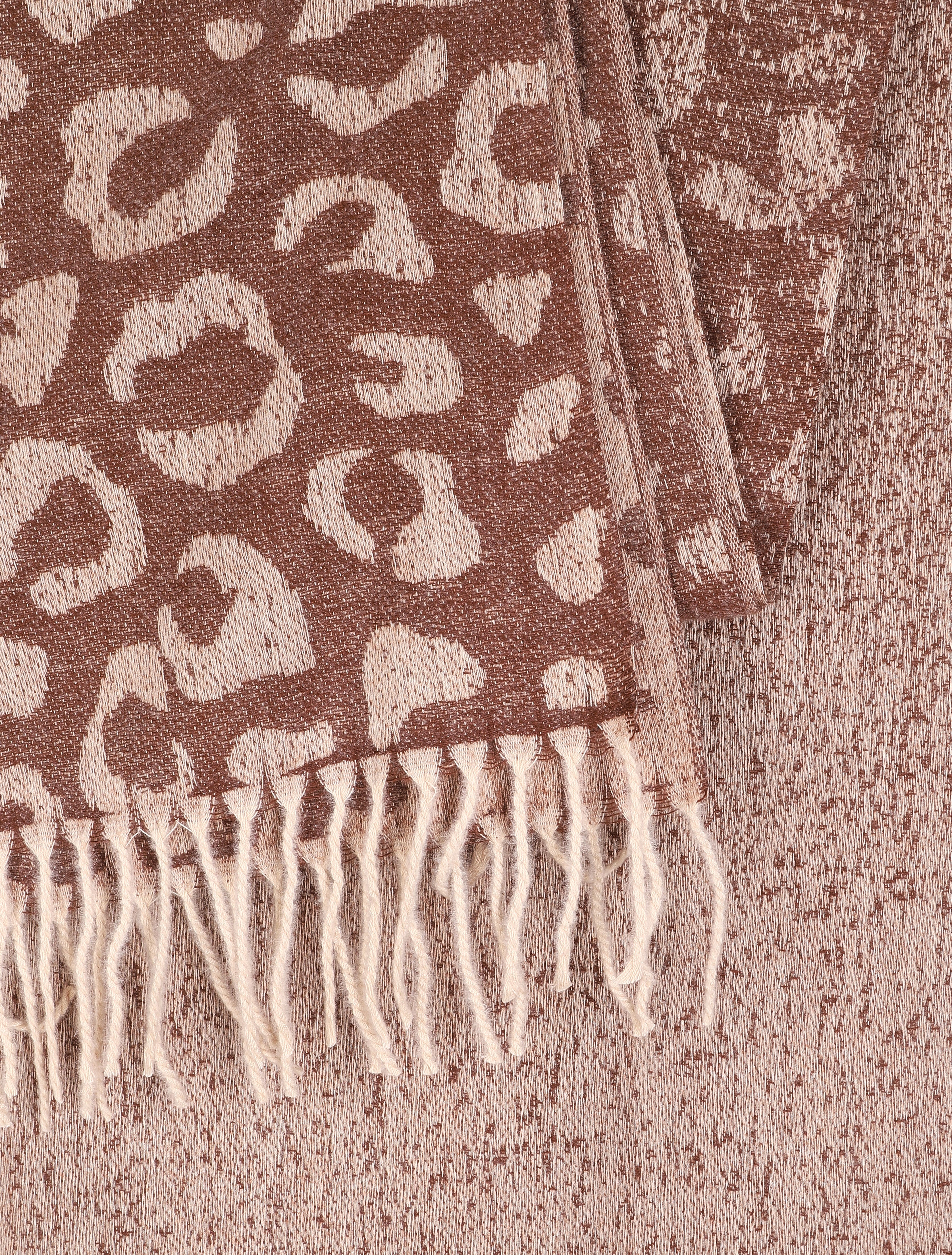 Echarpe à franges imprimé léopard - Beige - 3