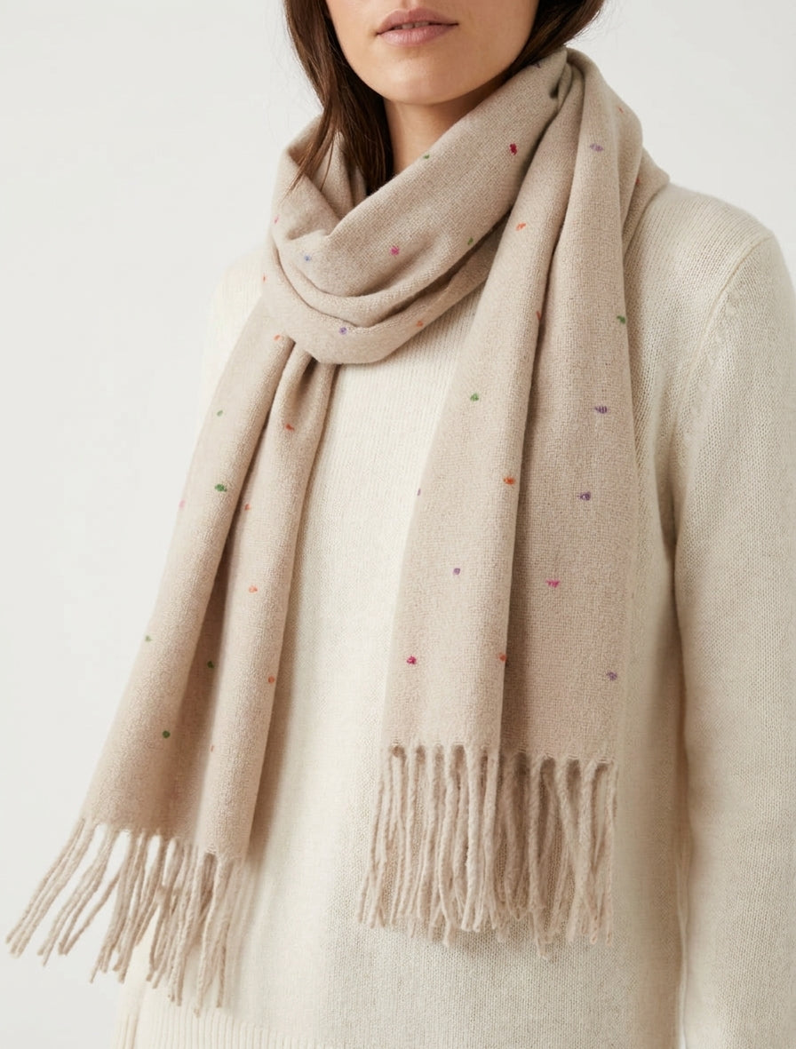 Bufanda de lunares multicolor - Beis