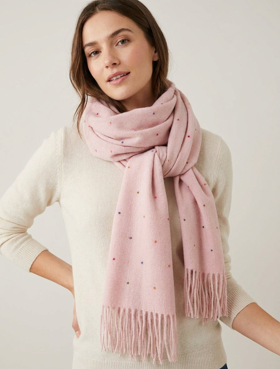 Bufanda de lunares multicolor - Rosa